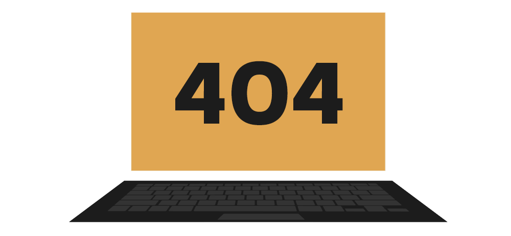 Imagem de um computador com erro 404 escrito na tela